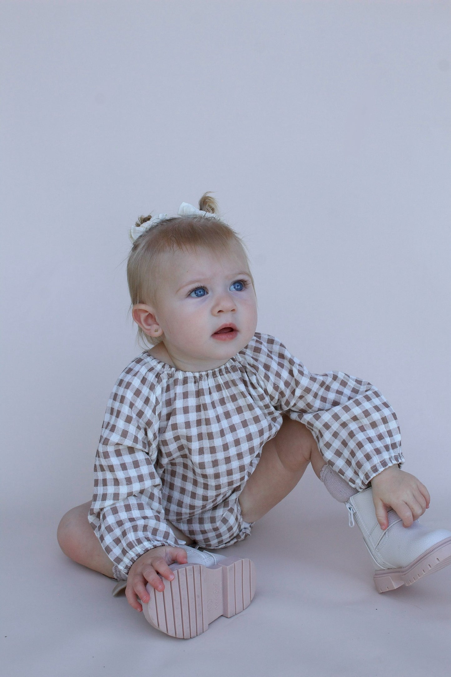 Chestnut Check Gingham Romper