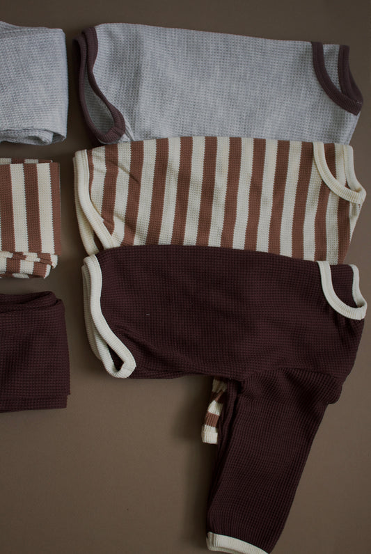 ( Cocoa , Heather, Striped ) Evercozy Waffle Lounge Set