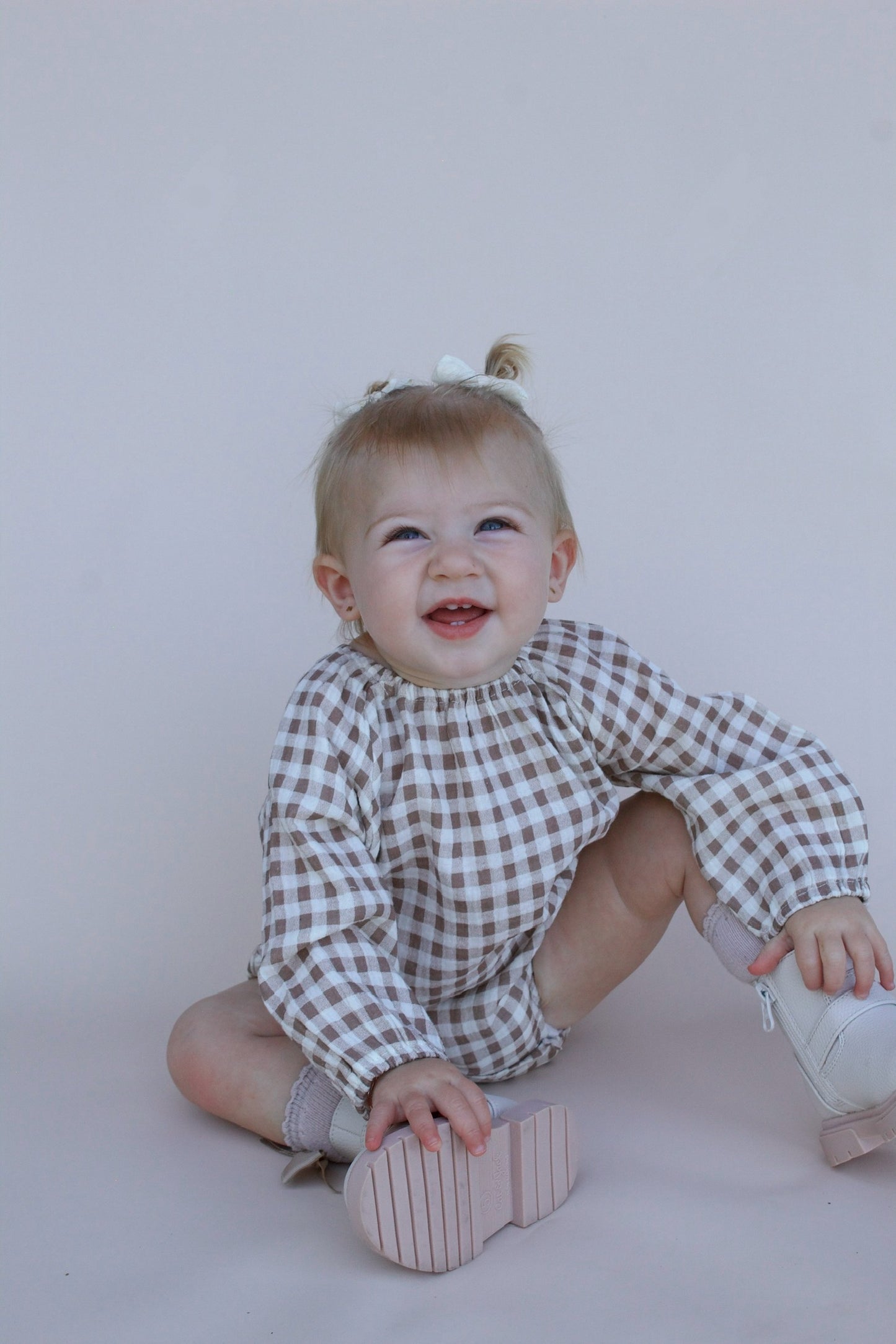 Chestnut Check Gingham Romper