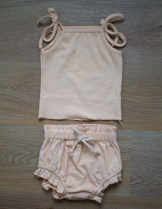 Peachy Summer Tie Top + Bloomer Set