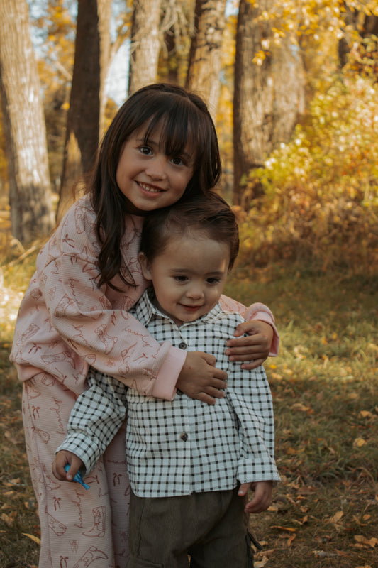 Tiny Trailblazer Plaid Button-Up