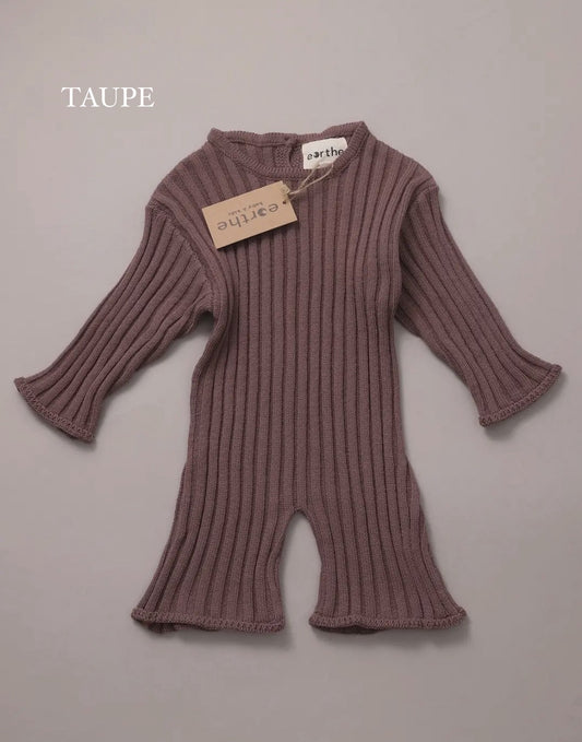 ( Fawn, Taupe ) Little Boho Ribbed Flare Bodysuit